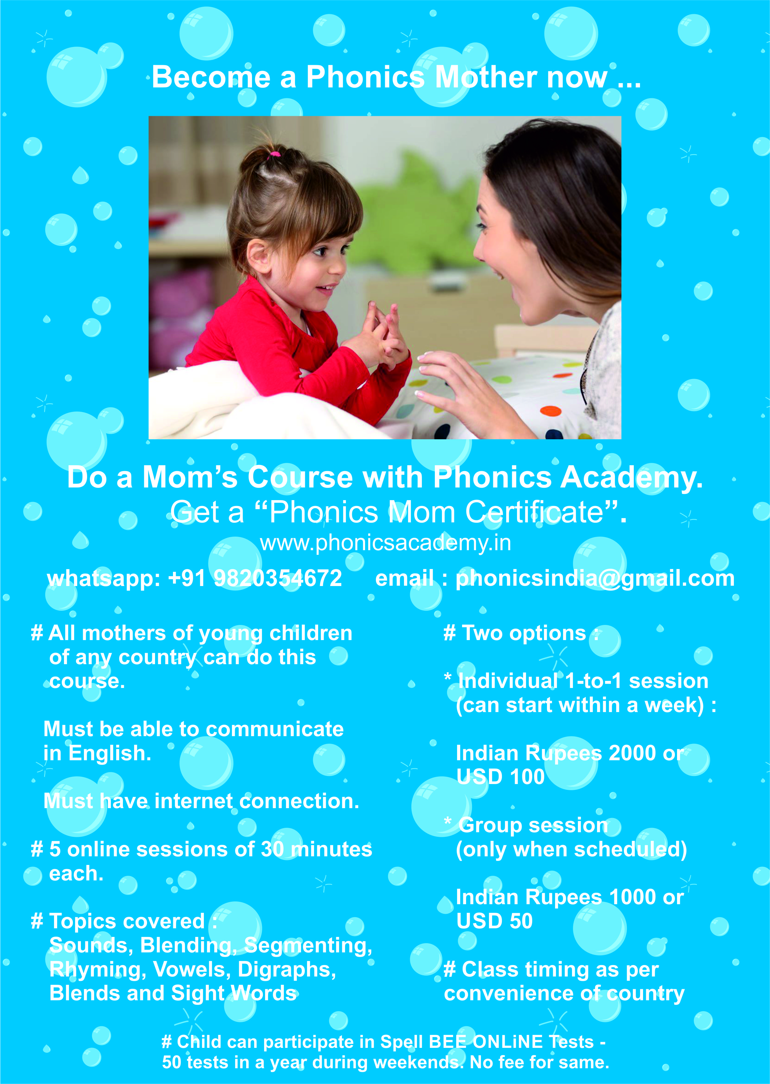 phonics classes course training for mothers